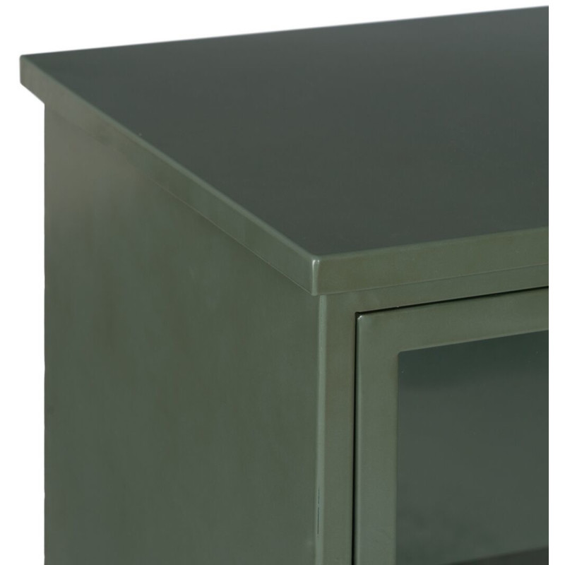 Buffet Vitrine industriel Bas 1 porte en Métal Vert menthe Verre Transparent Caryl - 4