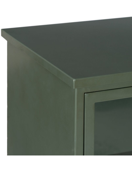 Buffet Vitrine industriel Bas 1 porte en Métal Vert menthe Verre Transparent Caryl - 4