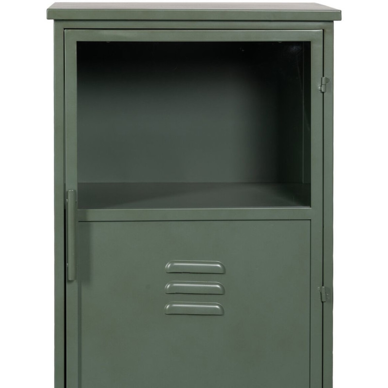 Buffet Vitrine industriel Bas 1 porte en Métal Vert menthe Verre Transparent Caryl - 5