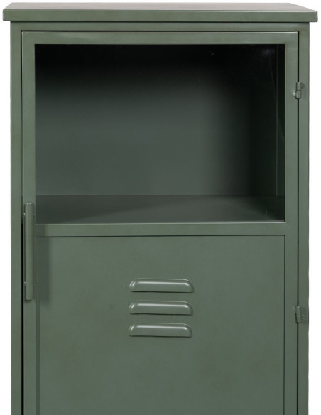 Buffet Vitrine industriel Bas 1 porte en Métal Vert menthe Verre Transparent Caryl - 5