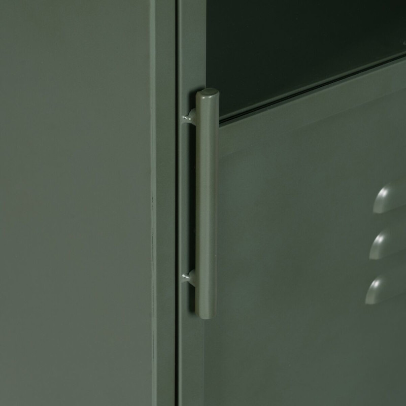 Buffet Vitrine industriel Bas 1 porte en Métal Vert menthe Verre Transparent Caryl - 7