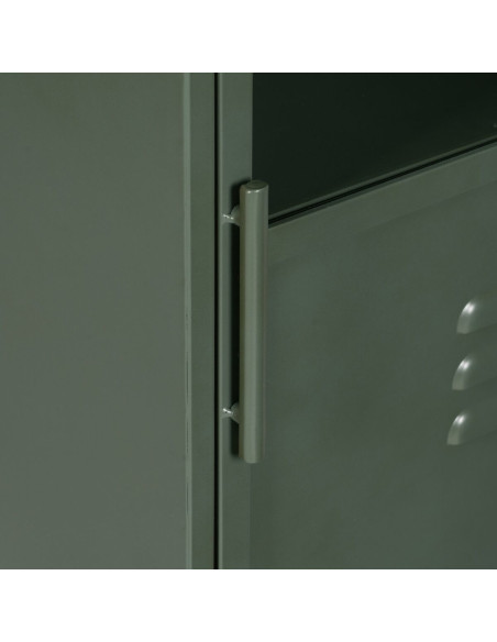 Buffet Vitrine industriel Bas 1 porte en Métal Vert menthe Verre Transparent Caryl - 7