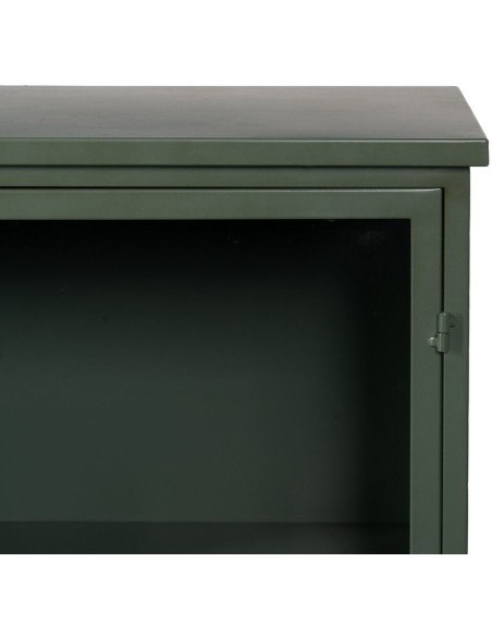 Buffet Vitrine industriel Bas 1 porte en Métal Vert menthe Verre Transparent Caryl - 8