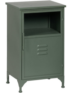 Petit Buffet Vitrine industriel Bas 1 porte en Métal Vert menthe Verre Transparent Caryl - 1