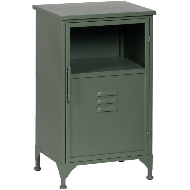 Petit Buffet Vitrine industriel Bas 1 porte en Métal Vert menthe Verre Transparent Caryl - 1