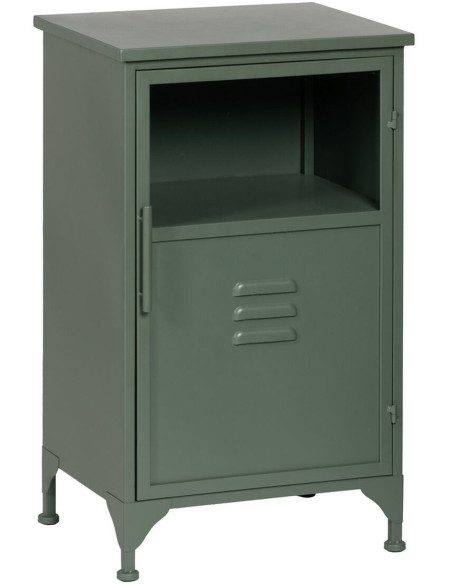 Petit Buffet Vitrine industriel Bas 1 porte en Métal Vert menthe Verre Transparent Caryl - 1