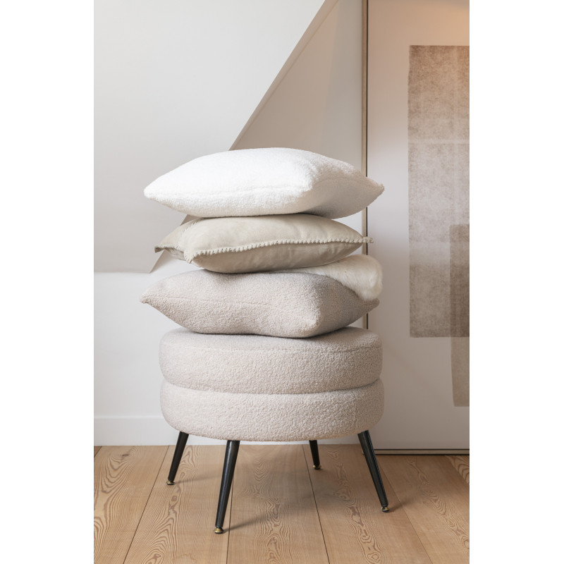 Coussin Carré Teddy 45x45 en Polyester Beige Effet bouclette - 2
