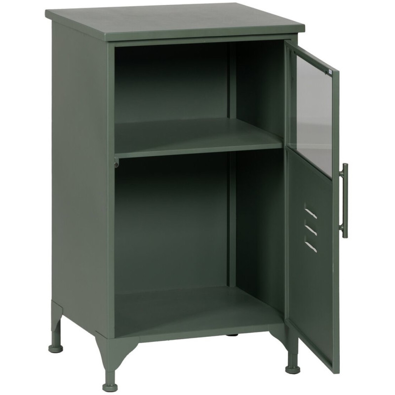 Petit Buffet Vitrine industriel Bas 1 porte en Métal Vert menthe Verre Transparent Caryl - 3