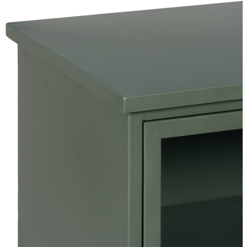 Petit Buffet Vitrine industriel Bas 1 porte en Métal Vert menthe Verre Transparent Caryl - 4