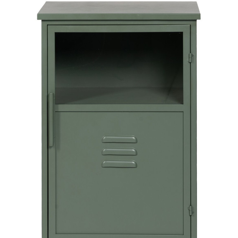 Petit Buffet Vitrine industriel Bas 1 porte en Métal Vert menthe Verre Transparent Caryl - 5