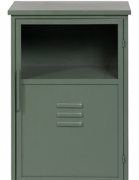 Petit Buffet Vitrine industriel Bas 1 porte en Métal Vert menthe Verre Transparent Caryl - 5