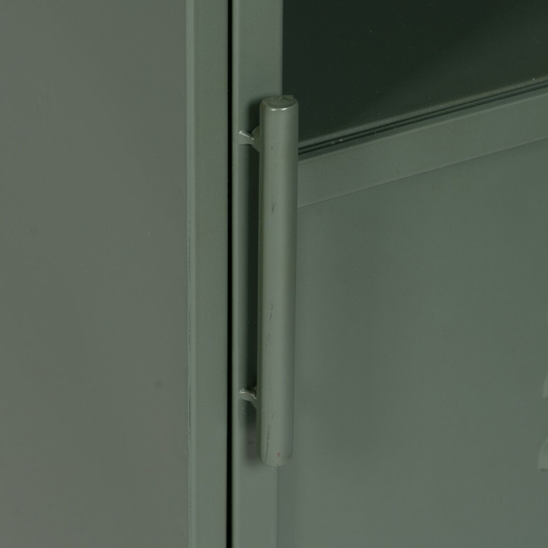 Petit Buffet Vitrine industriel Bas 1 porte en Métal Vert menthe Verre Transparent Caryl - 7