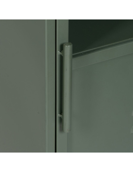 Petit Buffet Vitrine industriel Bas 1 porte en Métal Vert menthe Verre Transparent Caryl - 7