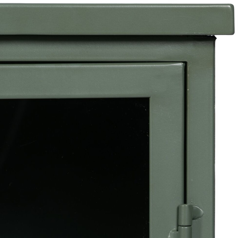 Petit Buffet Vitrine industriel Bas 1 porte en Métal Vert menthe Verre Transparent Caryl - 8