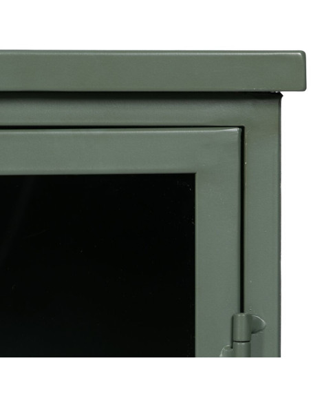 Petit Buffet Vitrine industriel Bas 1 porte en Métal Vert menthe Verre Transparent Caryl - 8
