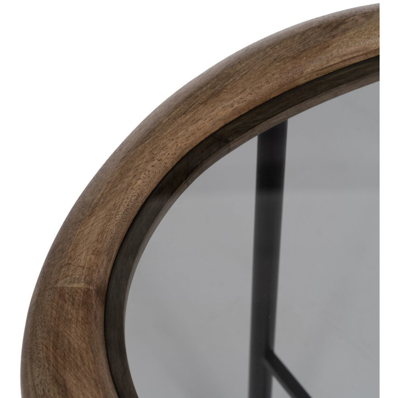 Table d'appoint originale Organique en Bois d'hévéa Marron Verre Transparent Métal Noir Helria - 3