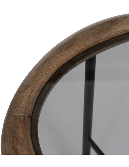 Table d'appoint originale Organique en Bois d'hévéa Marron Verre Transparent Métal Noir Helria - 3