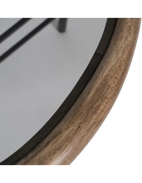 Table d'appoint originale Organique en Bois d'hévéa Marron Verre Transparent Métal Noir Helria - 4