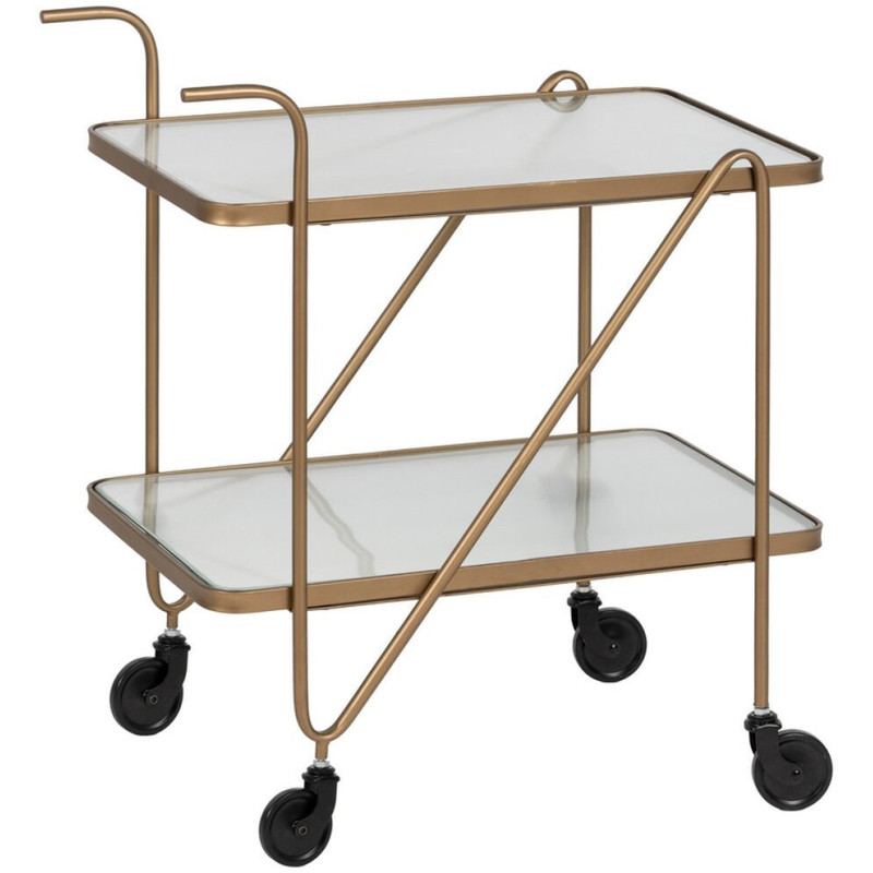 Desserte moderne chic Rectangulaire 2 étagères en Verre Métal Doré Syrila - 1