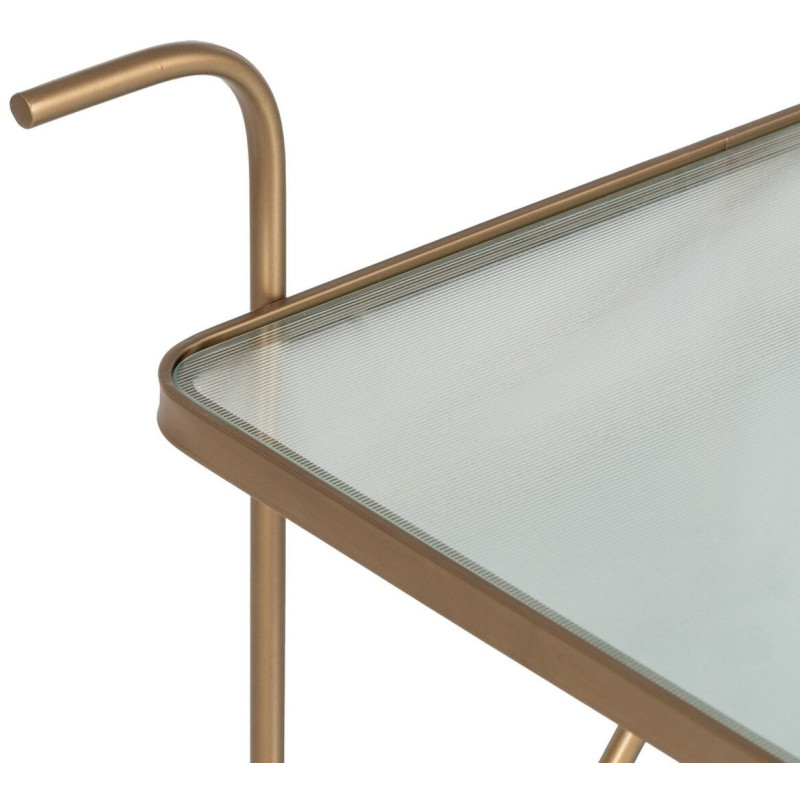 Desserte moderne chic Rectangulaire 2 étagères en Verre Métal Doré Syrila - 3
