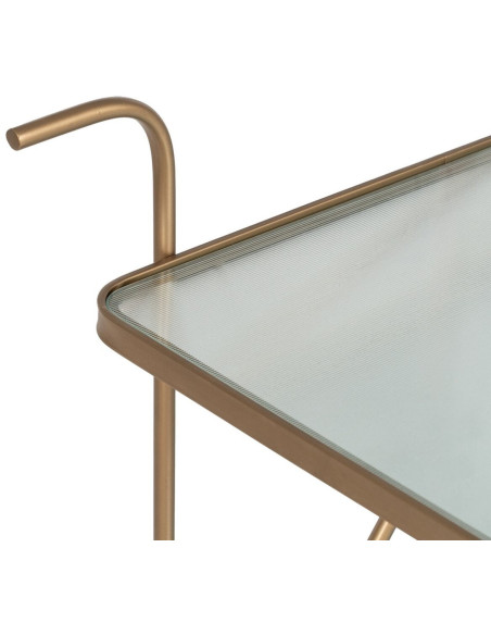 Desserte moderne chic Rectangulaire 2 étagères en Verre Métal Doré Syrila - 3