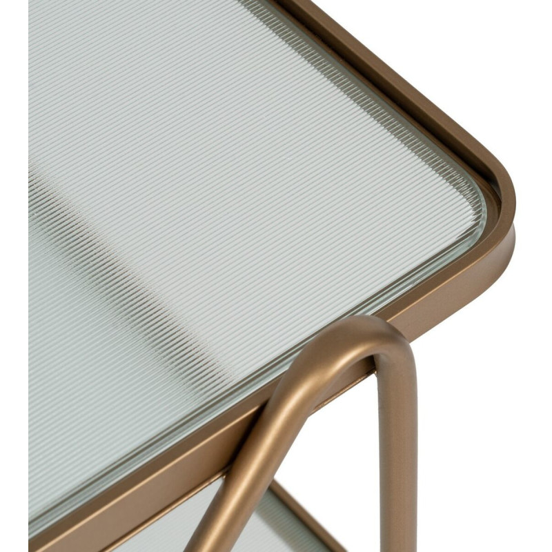 Desserte moderne chic Rectangulaire 2 étagères en Verre Métal Doré Syrila - 4