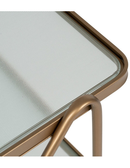 Desserte moderne chic Rectangulaire 2 étagères en Verre Métal Doré Syrila - 4