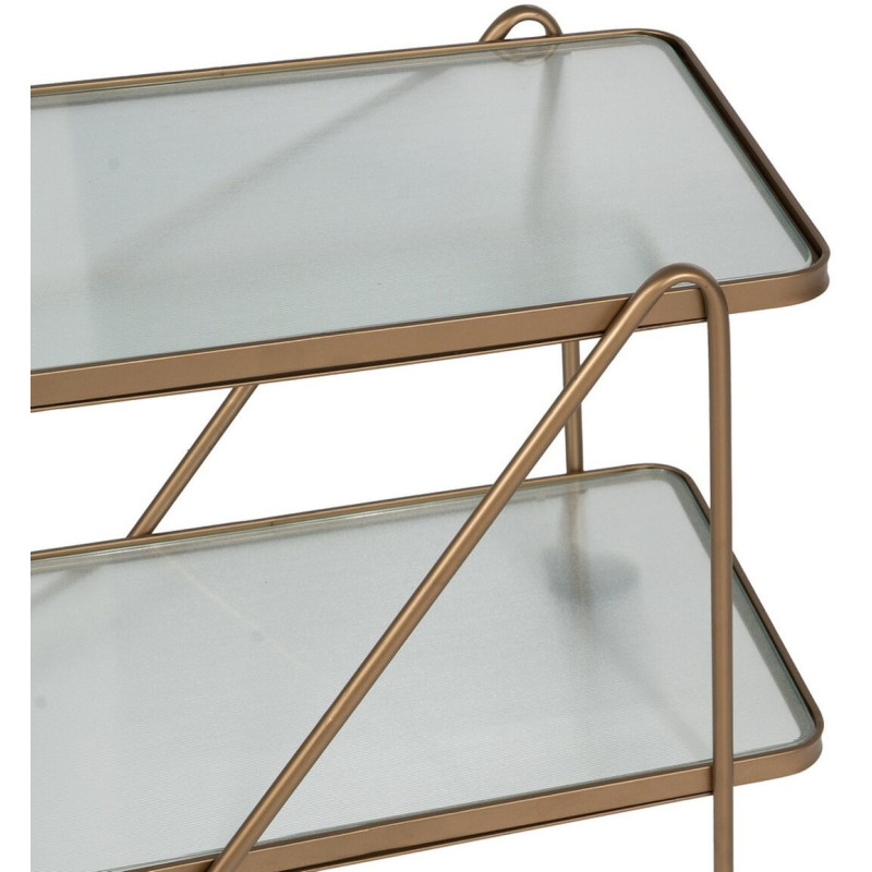 Desserte moderne chic Rectangulaire 2 étagères en Verre Métal Doré Syrila - 5