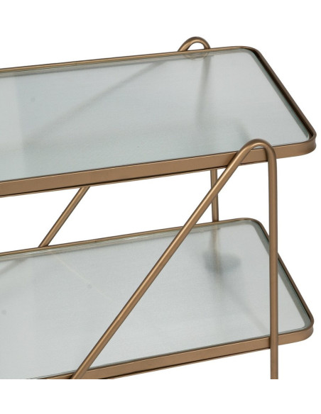 Desserte moderne chic Rectangulaire 2 étagères en Verre Métal Doré Syrila - 5