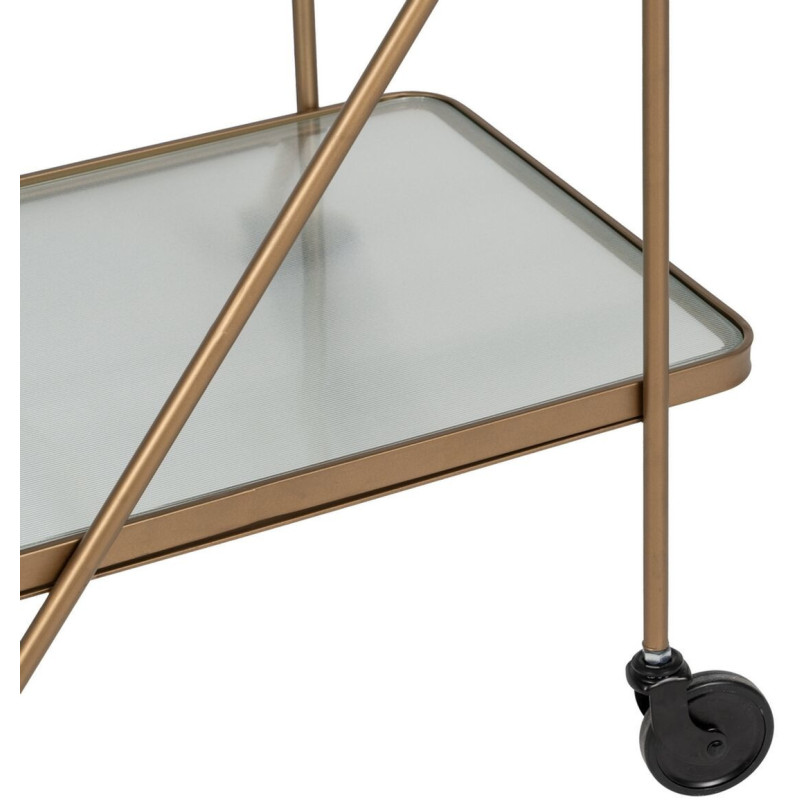 Desserte moderne chic Rectangulaire 2 étagères en Verre Métal Doré Syrila - 6