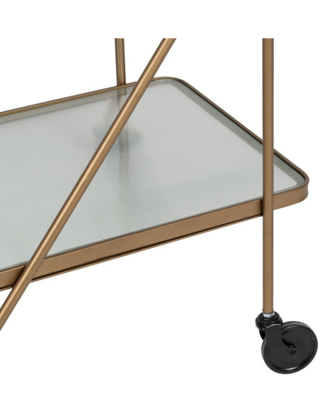 Desserte moderne chic Rectangulaire 2 étagères en Verre Métal Doré Syrila - 6