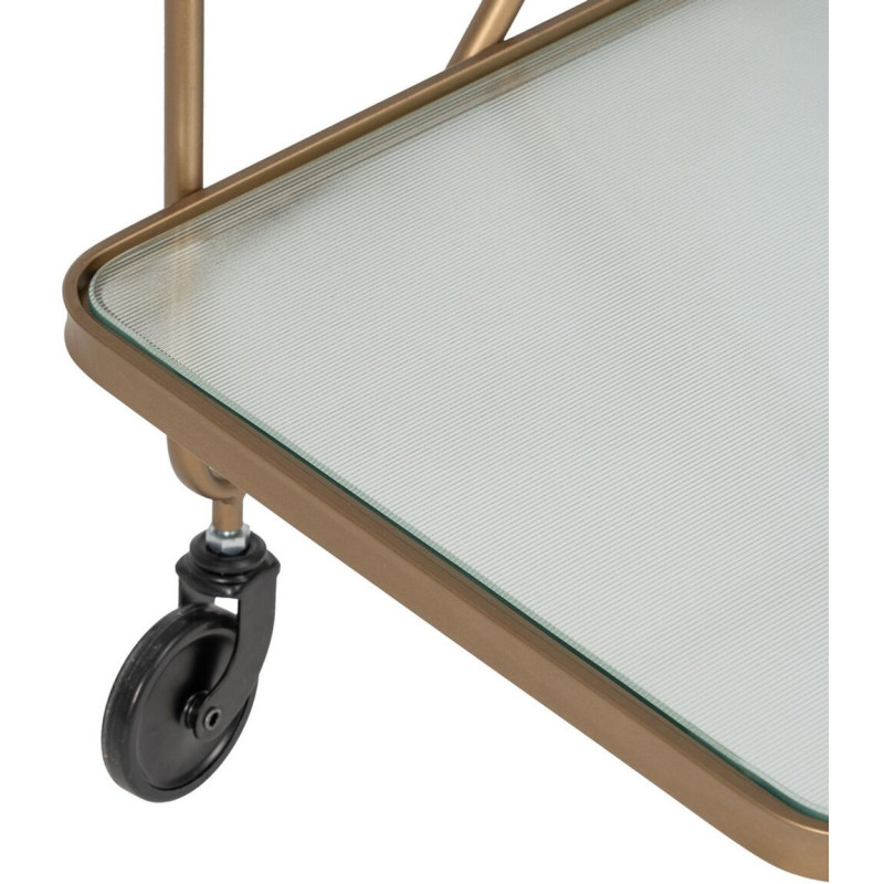 Desserte moderne chic Rectangulaire 2 étagères en Verre Métal Doré Syrila - 8