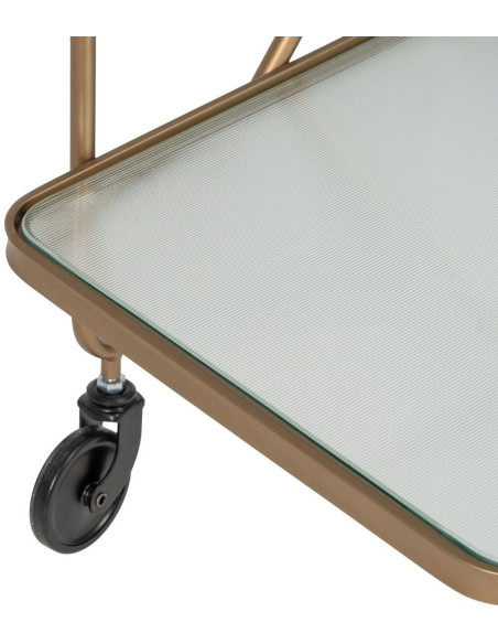 Desserte moderne chic Rectangulaire 2 étagères en Verre Métal Doré Syrila - 8