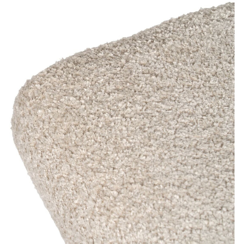 Pouf repose-pieds moderne Rectangulaire en Tissu Beige Bouclette Bois de pin Naturel Xyren - 3