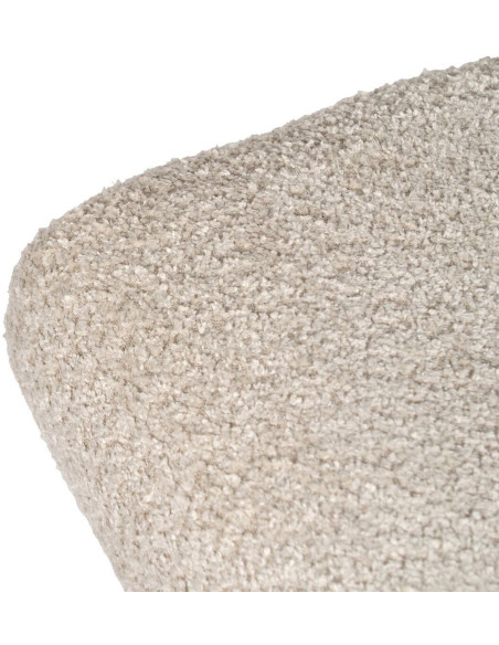 Pouf repose-pieds moderne Rectangulaire en Tissu Beige Bouclette Bois de pin Naturel Xyren - 3