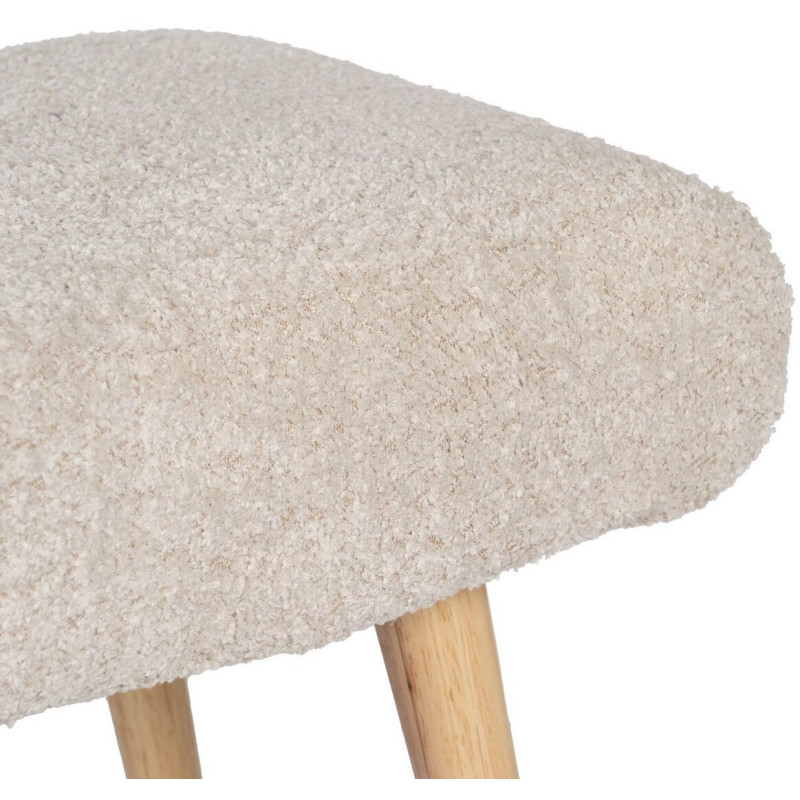 Pouf repose-pieds moderne Rectangulaire en Tissu Beige Bouclette Bois de pin Naturel Xyren - 4