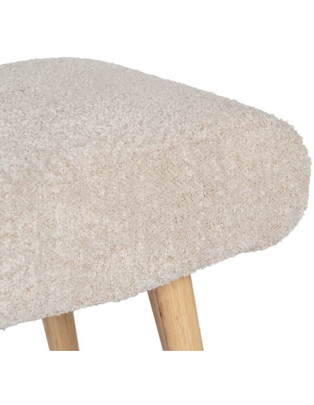 Pouf repose-pieds moderne Rectangulaire en Tissu Beige Bouclette Bois de pin Naturel Xyren - 4