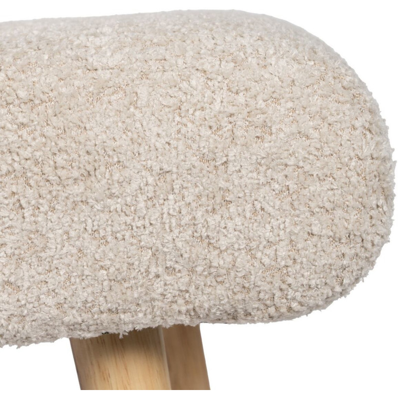 Pouf repose-pieds moderne Rectangulaire en Tissu Beige Bouclette Bois de pin Naturel Xyren - 5