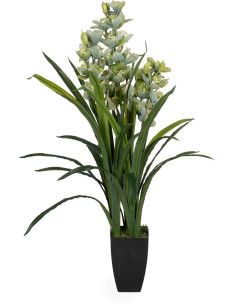 Grande Plante artificielle réaliste Orchidée Verte Hauteur 110 cm en Plastique Vert - 1