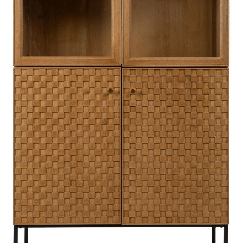 Grand Buffet VItrine moderne Haut 4 portes en Bois Naturel Métal Noir Marigni - 4