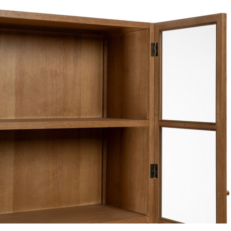 Grand Buffet VItrine moderne Haut 4 portes en Bois Naturel Métal Noir Marigni - 6
