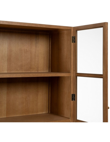 Grand Buffet VItrine moderne Haut 4 portes en Bois Naturel Métal Noir Marigni - 6