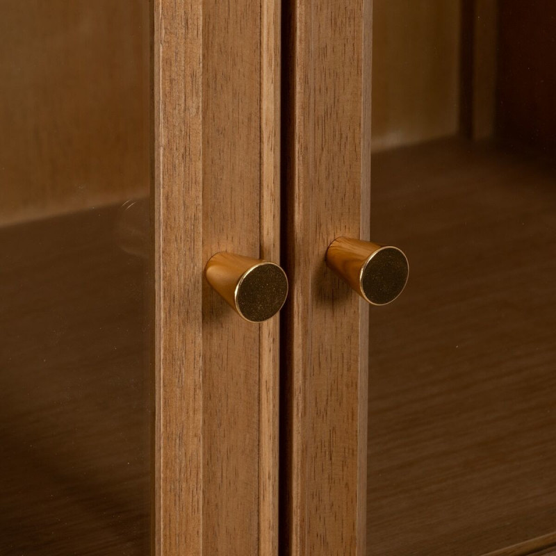 Grand Buffet VItrine moderne Haut 4 portes en Bois Naturel Métal Noir Marigni - 7