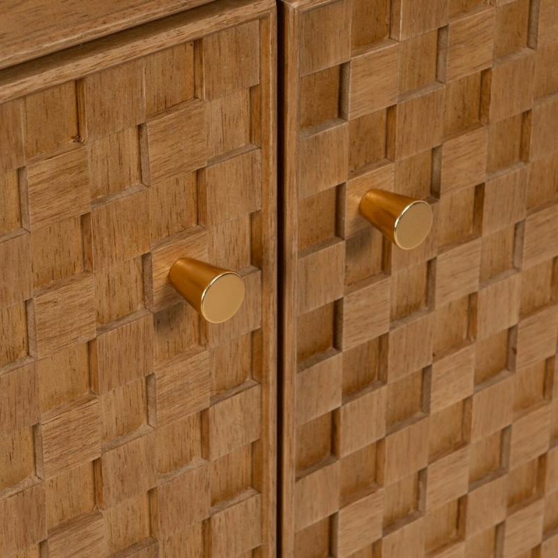 Grand Buffet VItrine moderne Haut 4 portes en Bois Naturel Métal Noir Marigni - 8