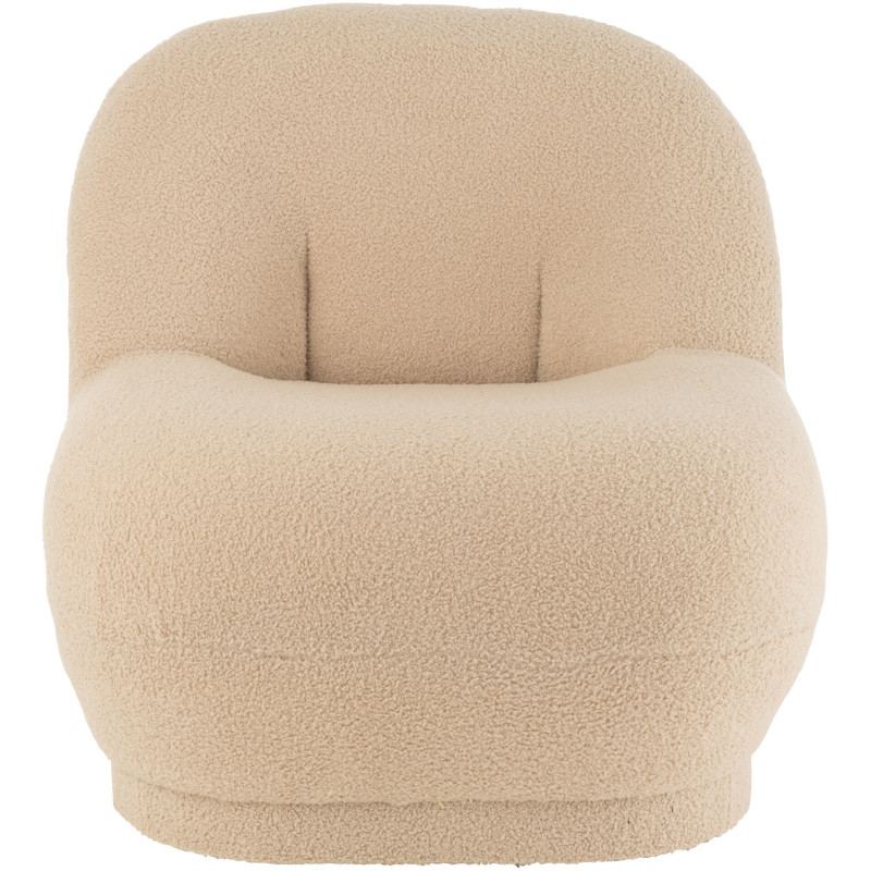 Fauteuil Rond Teddy en Velours Beige - 3