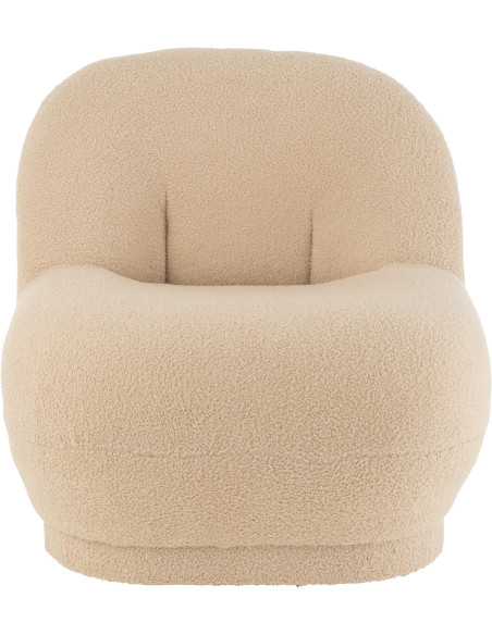 Fauteuil Rond Teddy en Velours Beige - 3