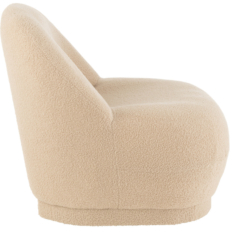 Fauteuil Rond Teddy en Velours Beige - 4