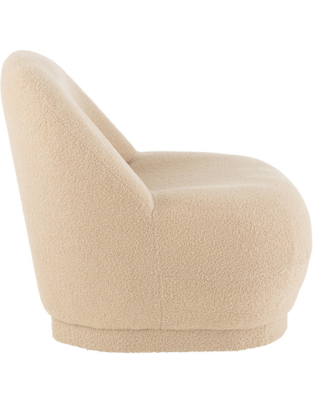 Fauteuil Rond Teddy en Velours Beige - 4