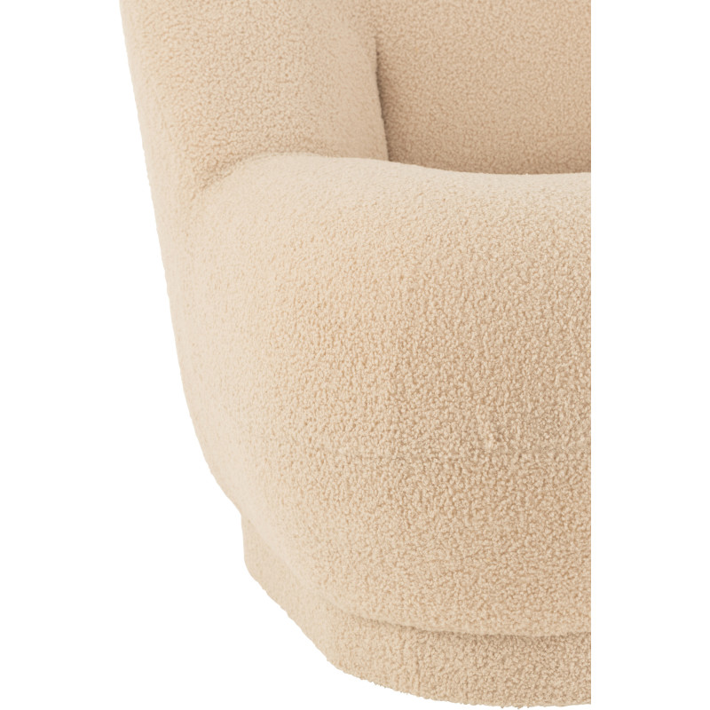 Fauteuil Rond Teddy en Velours Beige - 6