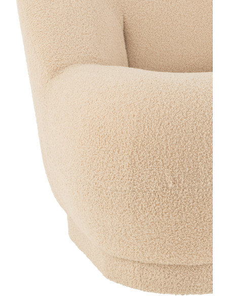 Fauteuil Rond Teddy en Velours Beige - 6